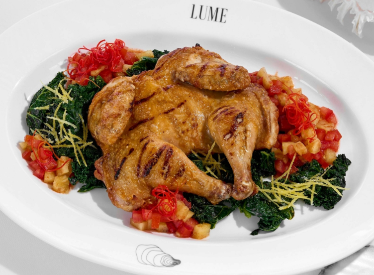 Grilled Baby chicken with pineapple salsa
